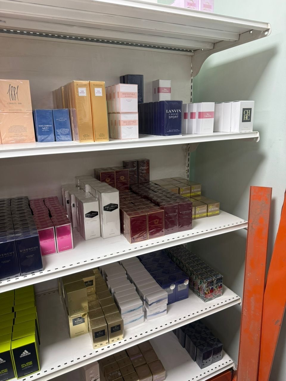 Perfume products arranged in the order preparation area